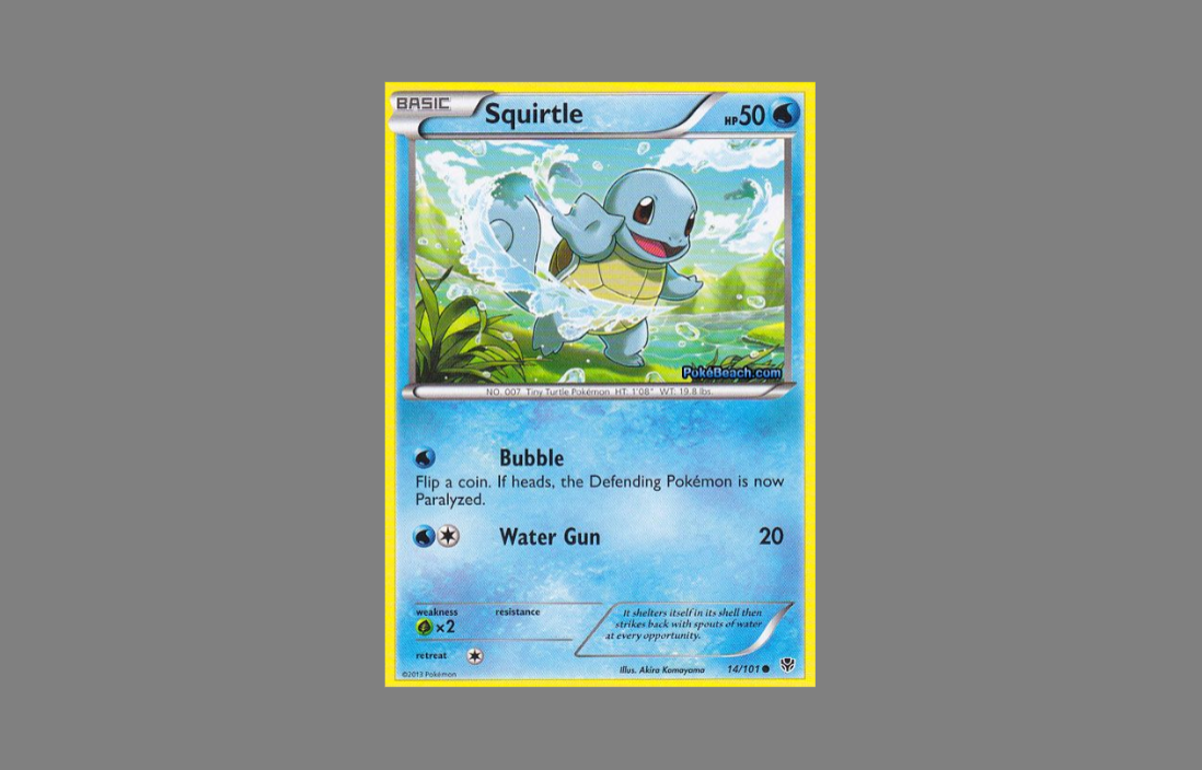 Water-type trainer card with squirtle