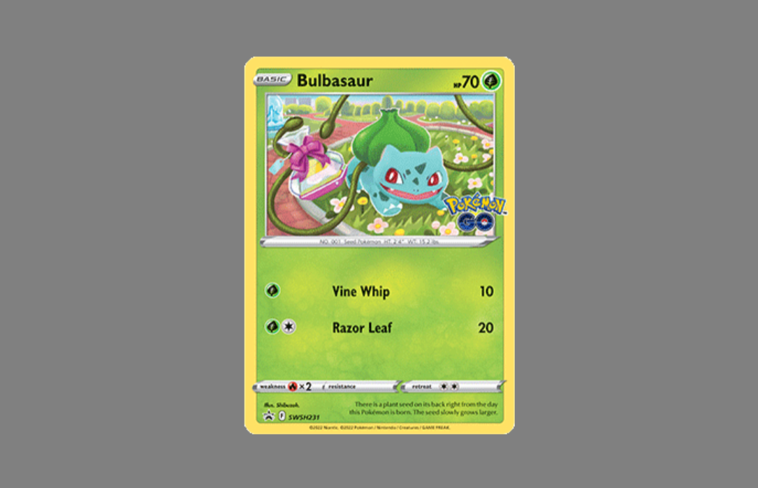 Grass-type trainer card with Bulbasaur