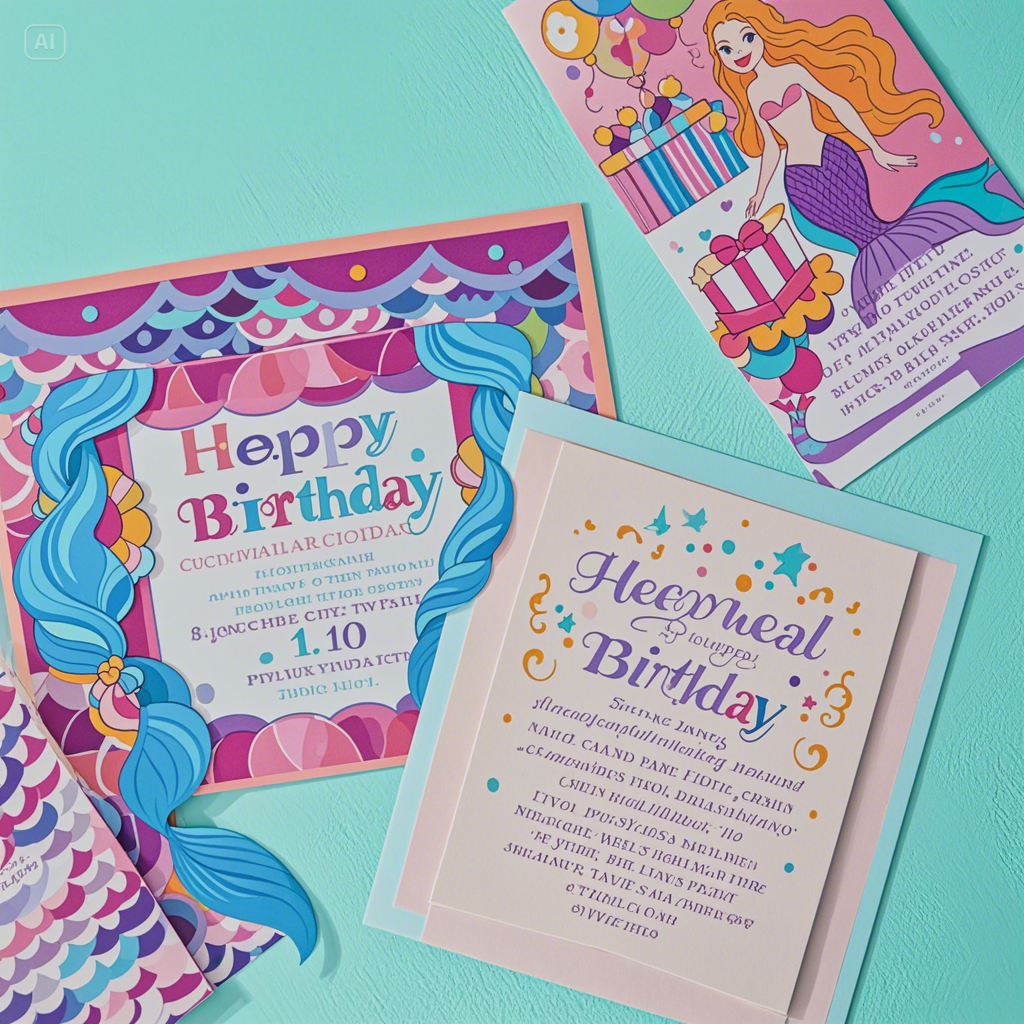 Design Mermaid birthday invitations manually