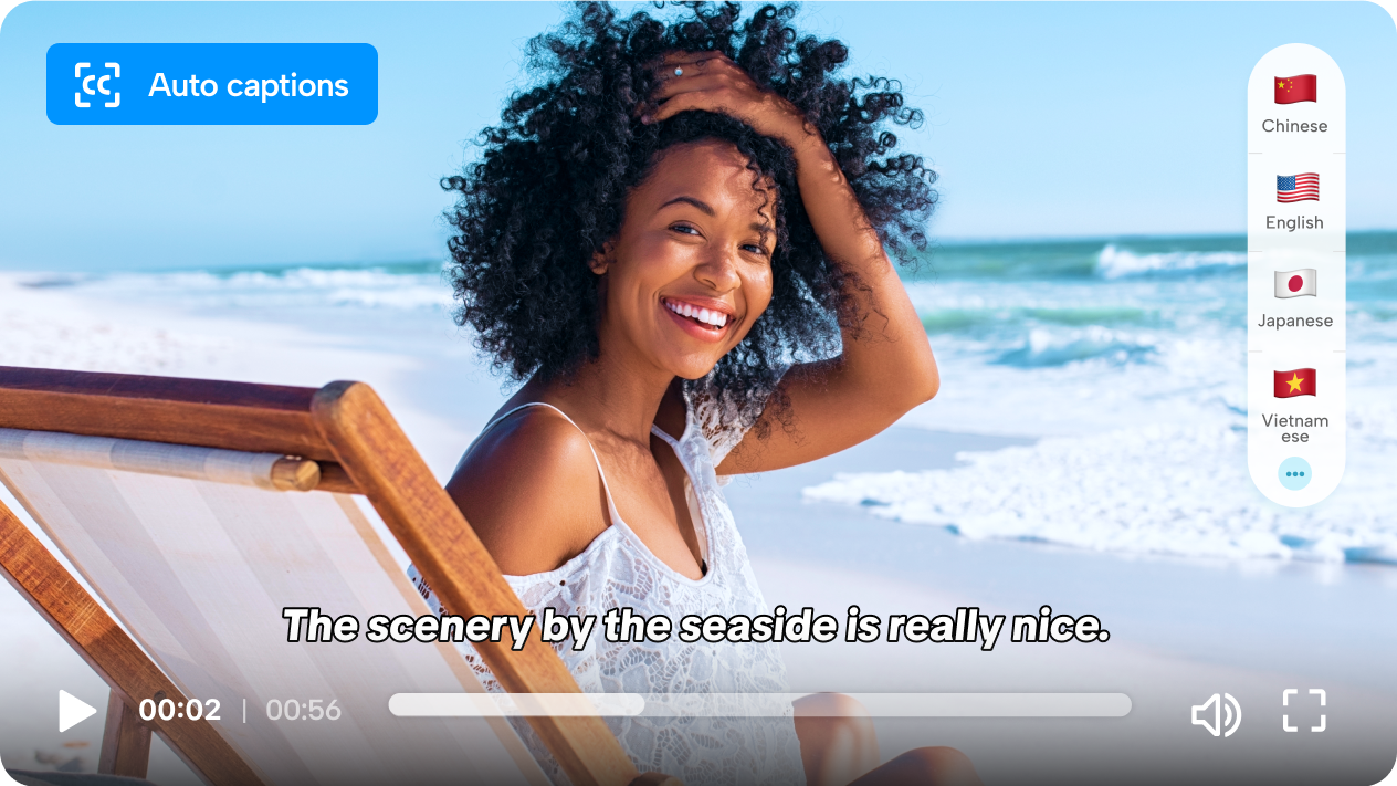 AI video captions in up to 20 languages