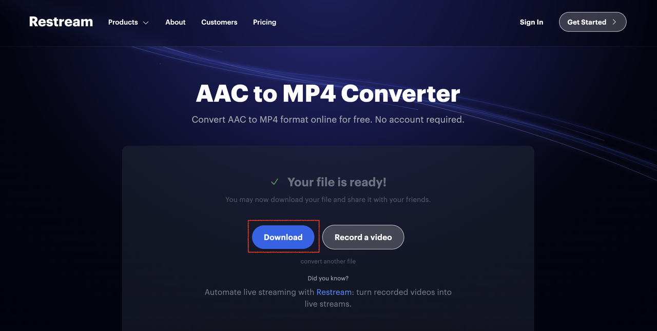 Restream acc to mp4 converter