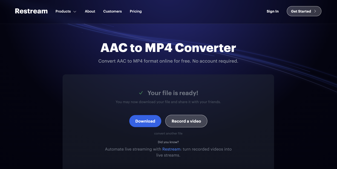 Restream acc to mp4 converter download file