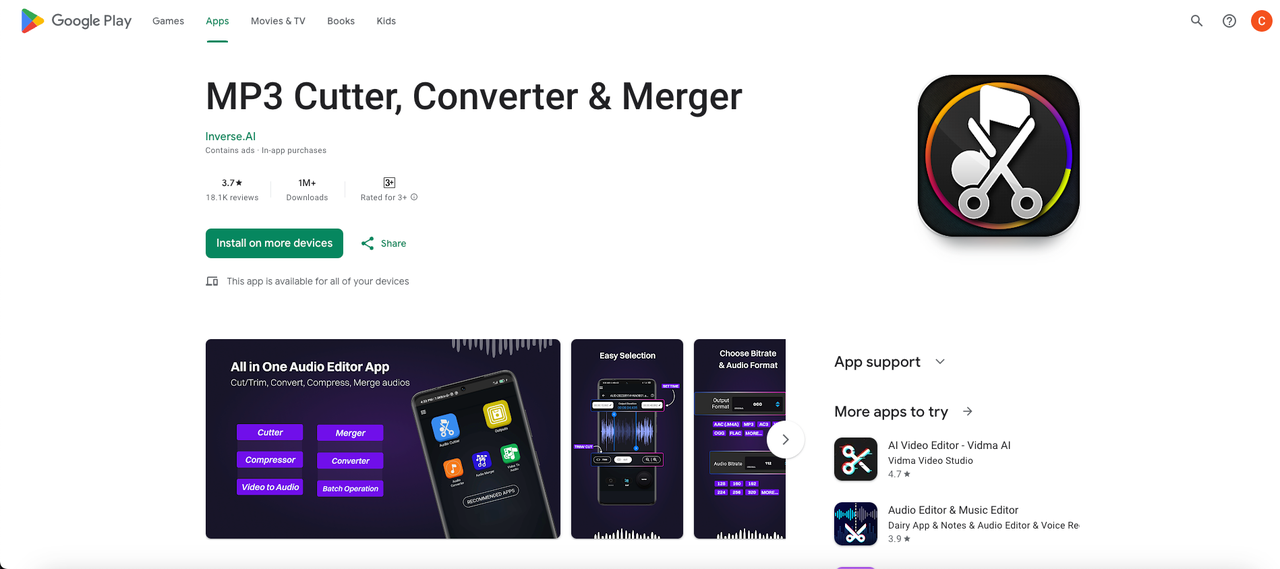 MP3 cutter, Converter & Merger