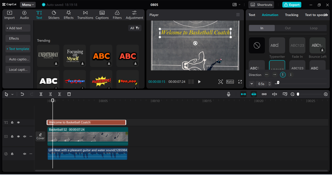 Editing interface of the CapCut desktop video editor - a perfect tool to clone your voice