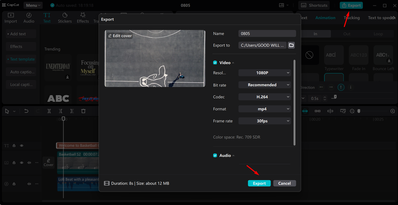 Exporting your video from the CapCut desktop video editor