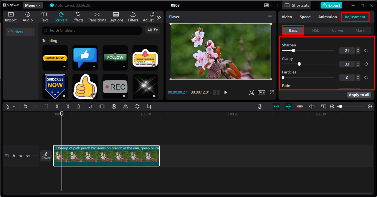 Unblur video in the CapCut desktop video editor