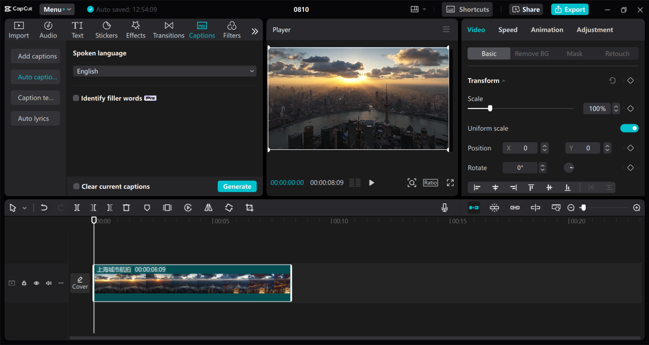 Interface of CapCut desktop video editor - the best way to blur video background precisely 