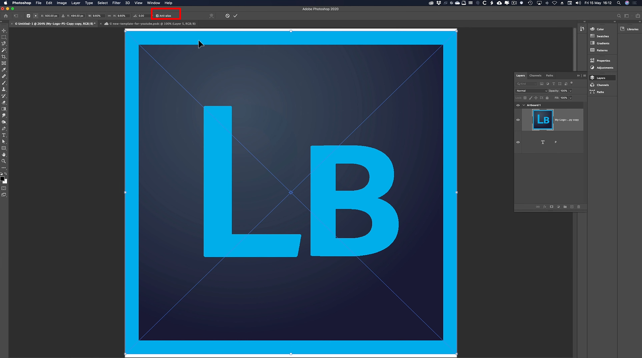 Using an anti-aliasing tool to blur image edges in Photoshop