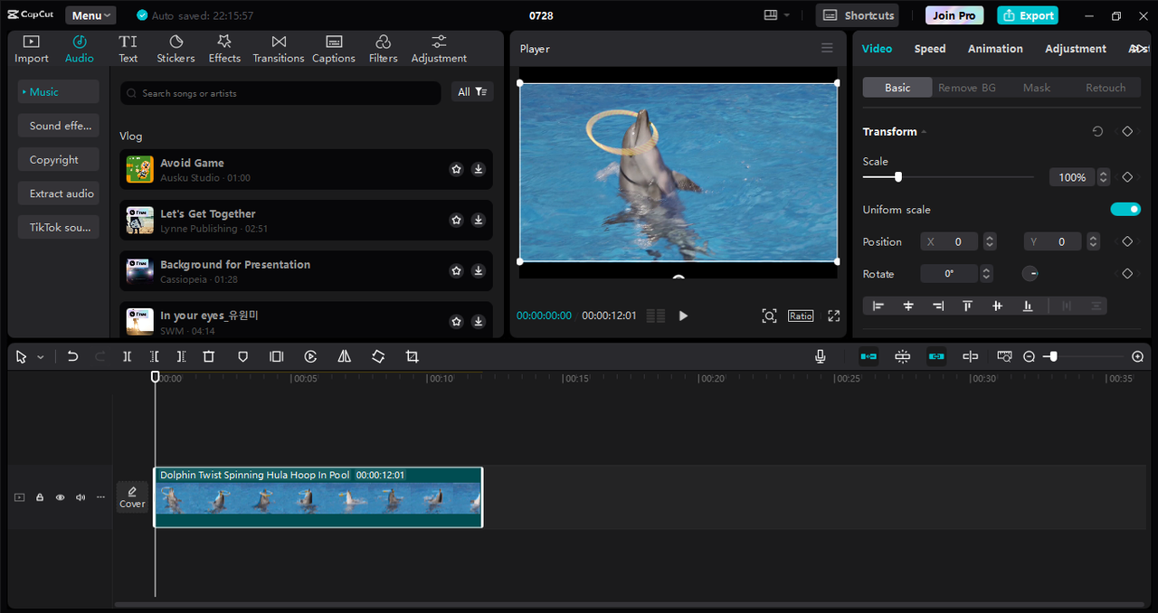 Interface of the CapCut desktop video editor - the best tool to blur images