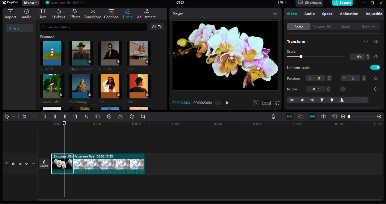 Interface of the CapCut desktop video editor -  a free video maker for business