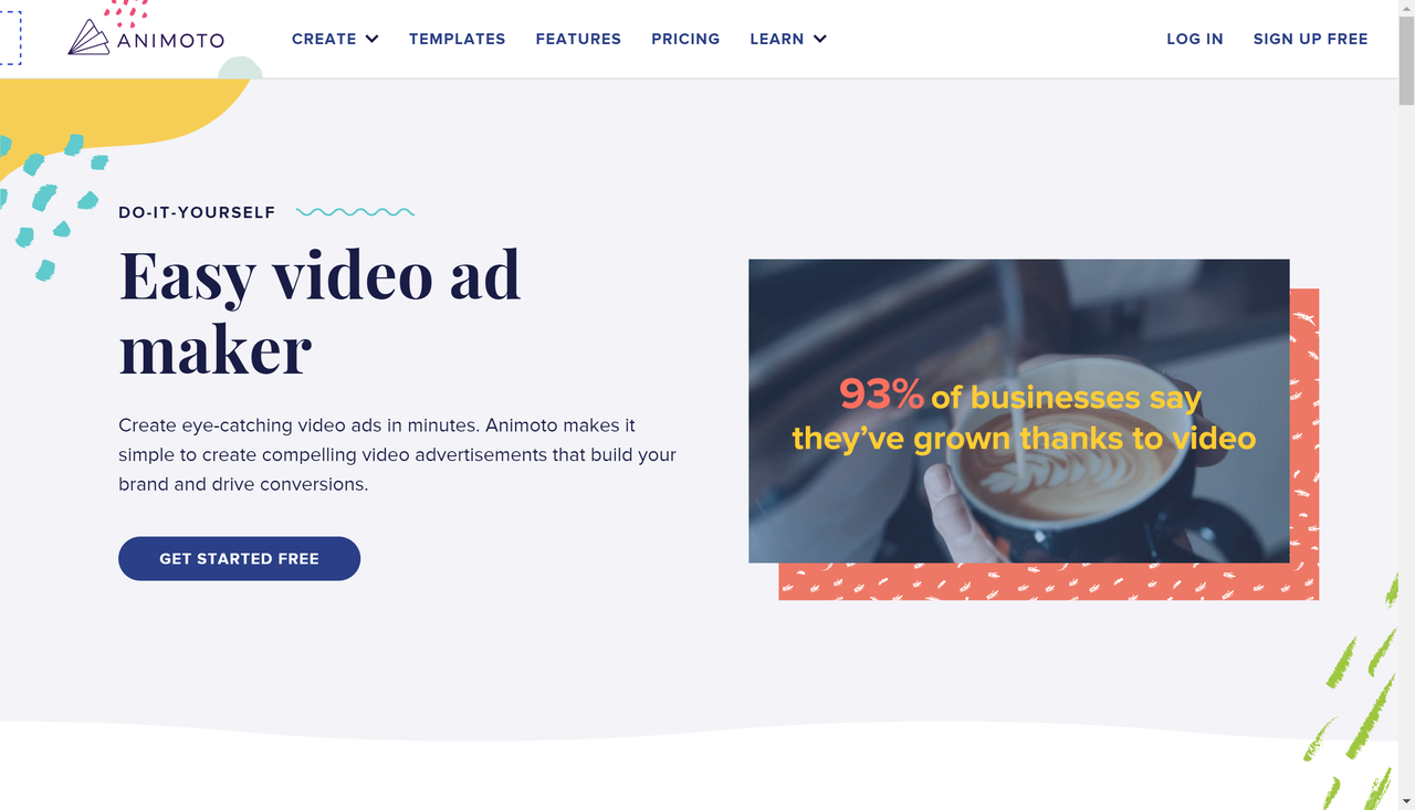 Interface of Animoto - another way to create short advertising video