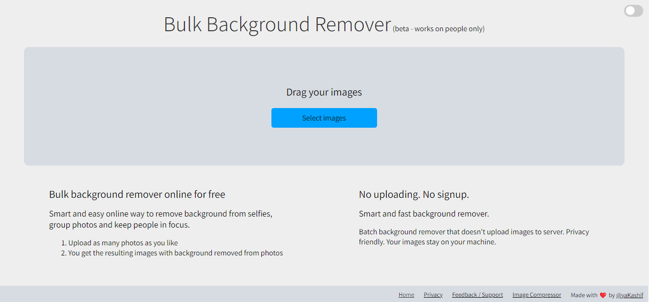 Bulk Background Remover’s interface