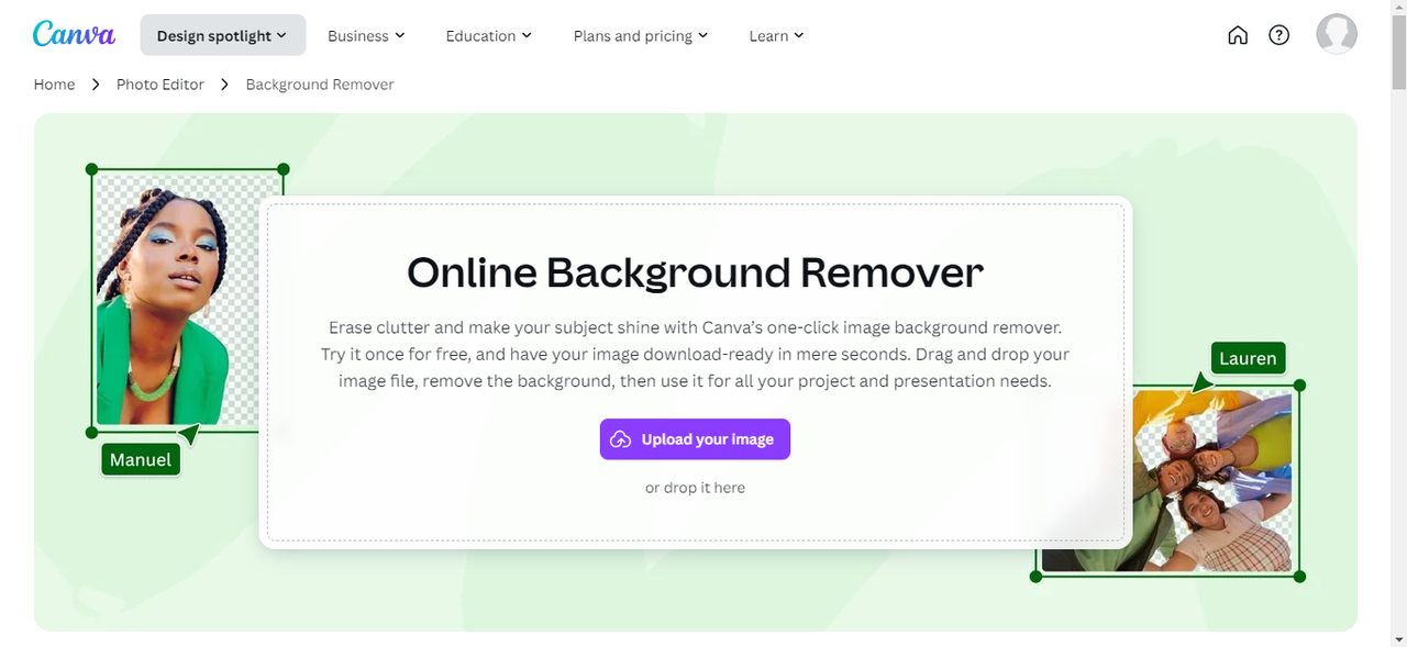 Remove background at Canva