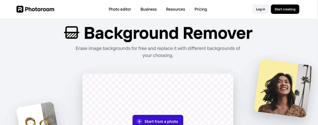 Photoroom BG removal homepage