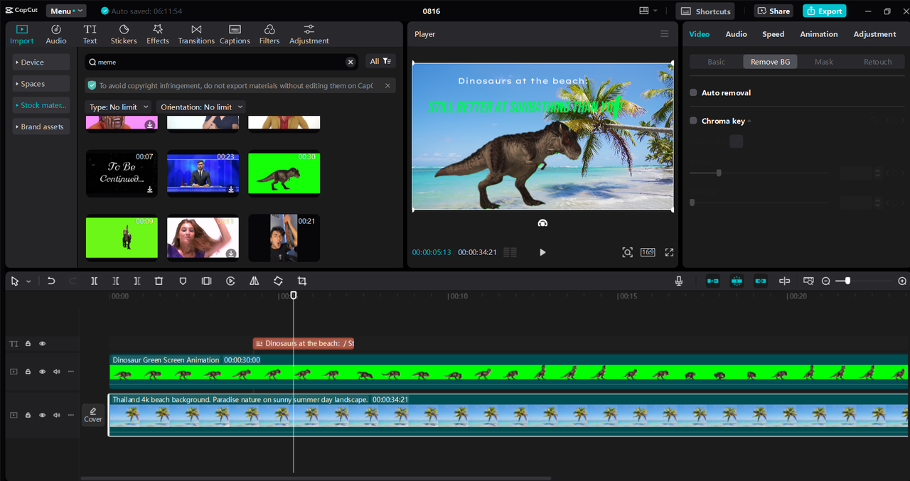 Make a meme video with the CapCut desktop video editor