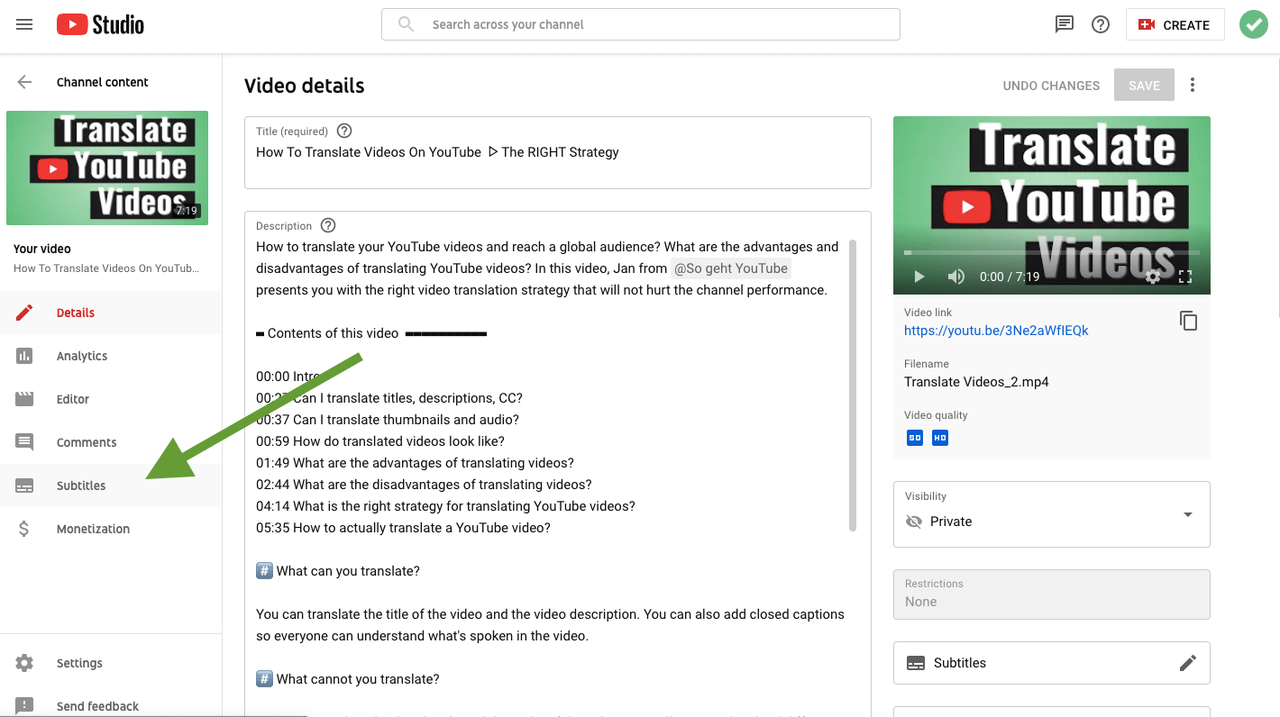 Image showing how to promote your YouTube video by translating 