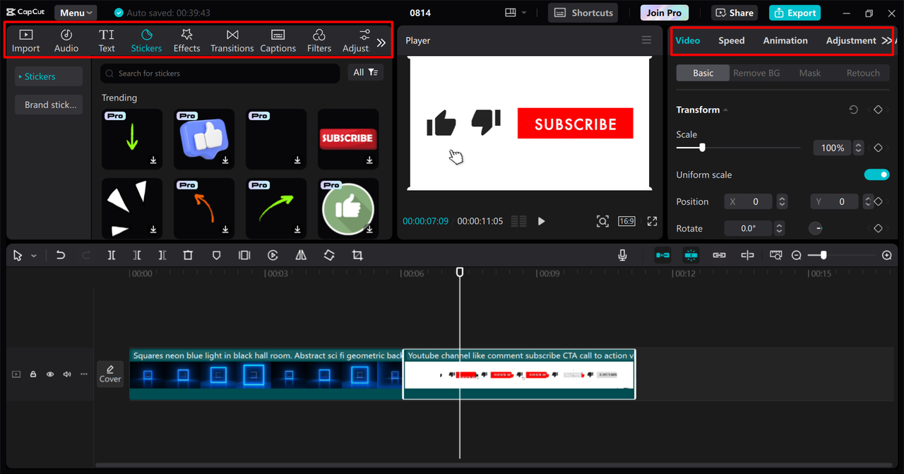 Customizing YouTube videos in the CapCut desktop video editor