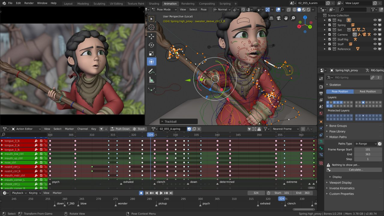 Blender Interface featuring tools to create 3D video animation 