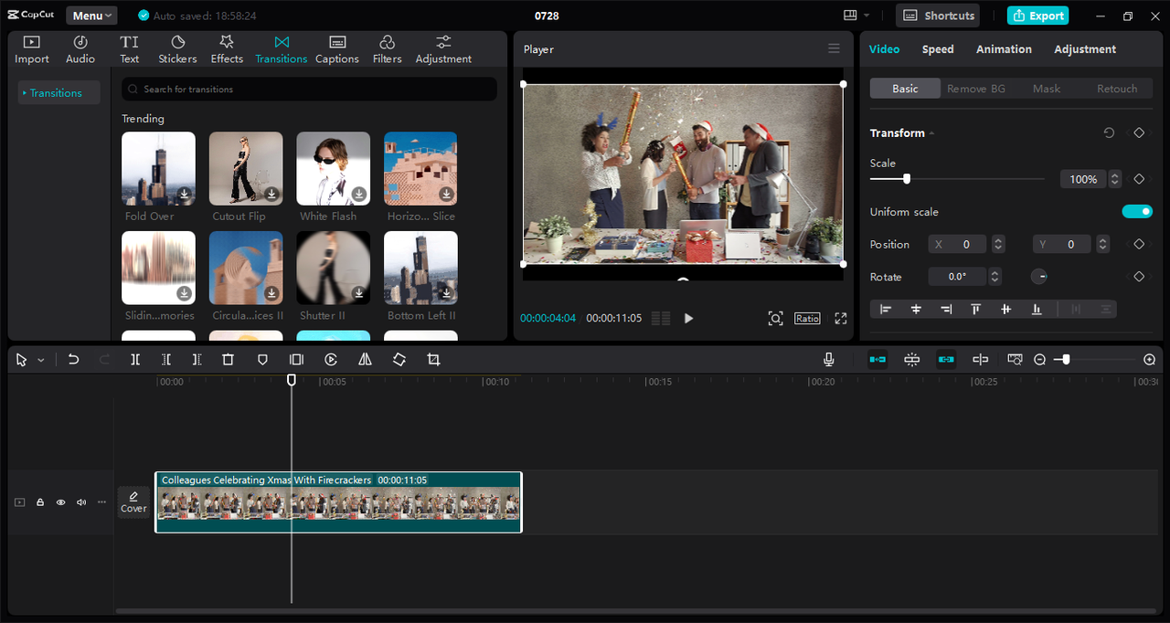 Interface of the CapCt desktop video editor - the excellent tool to enhance your 3D animation videos