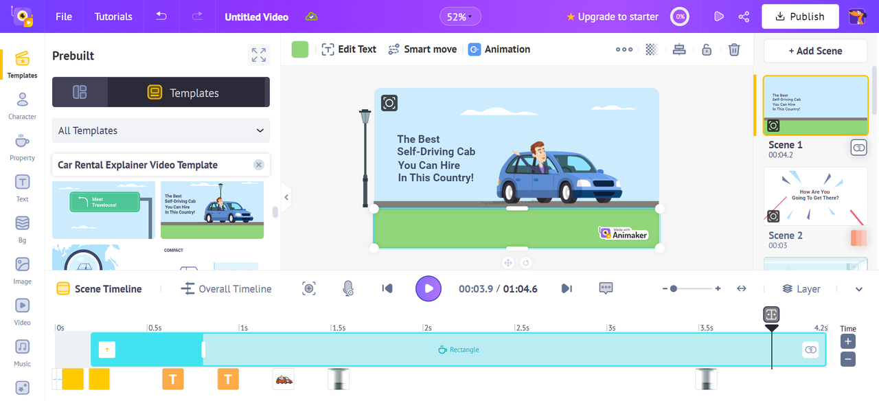 Interface of the Animaker - the best online free cartoon presentation maker