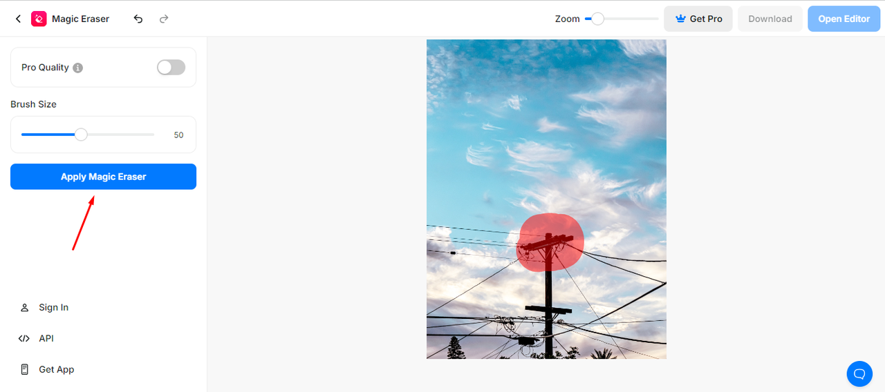 Interface of Pixelcut - the popular tool to remove an object from a photo online