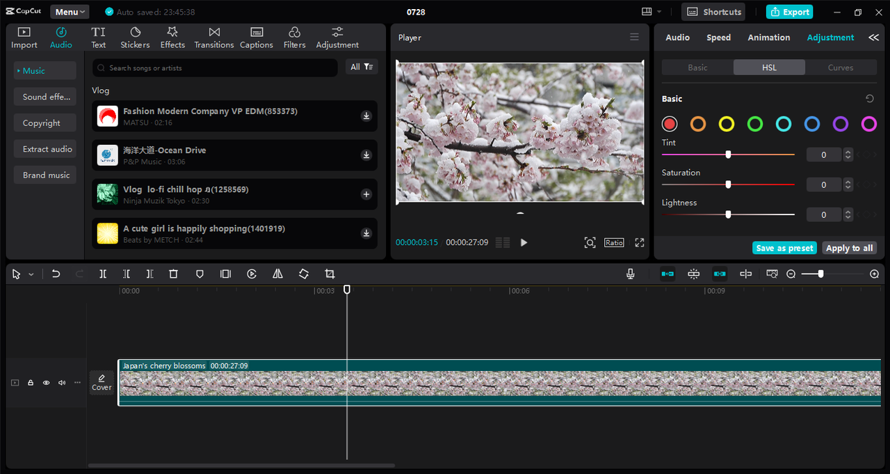 Interface of the CapCut desktop video editor - the perfect tool to remove unwanted objects from videos 