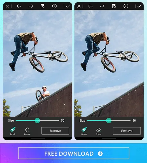 Interface of PhotoDirector - a reliable photo object remover for mobile