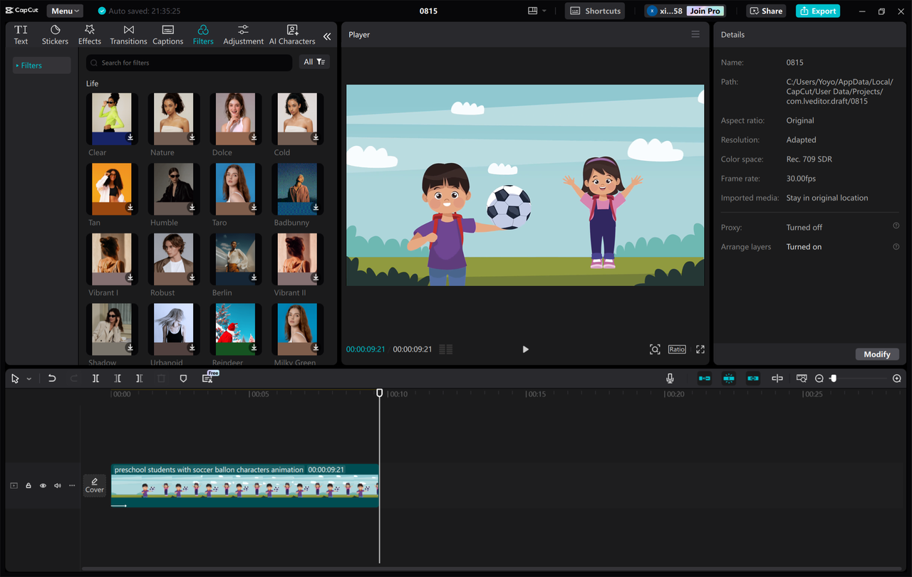 The image of the CapCut desktop video editor showing various features to edit the 3D animation video