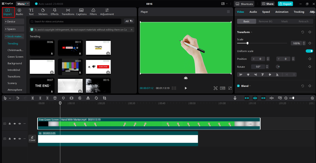 Importing assets into CapCut desktop video editor