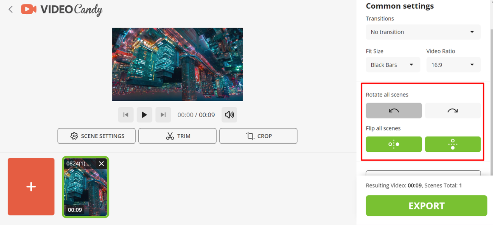 Interface of Video Candy- a perfect tool to flip video horizontally online