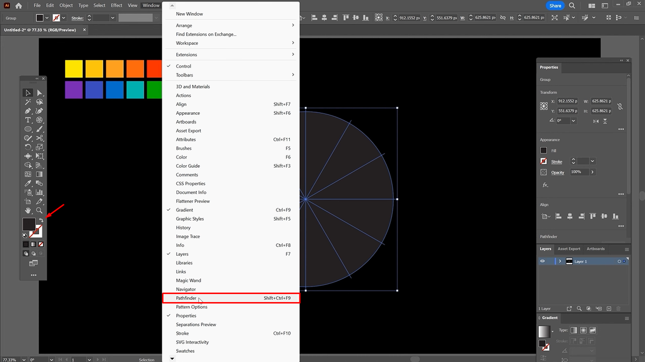 Separating the grid into individual sections to use different colors individually on the color wheel