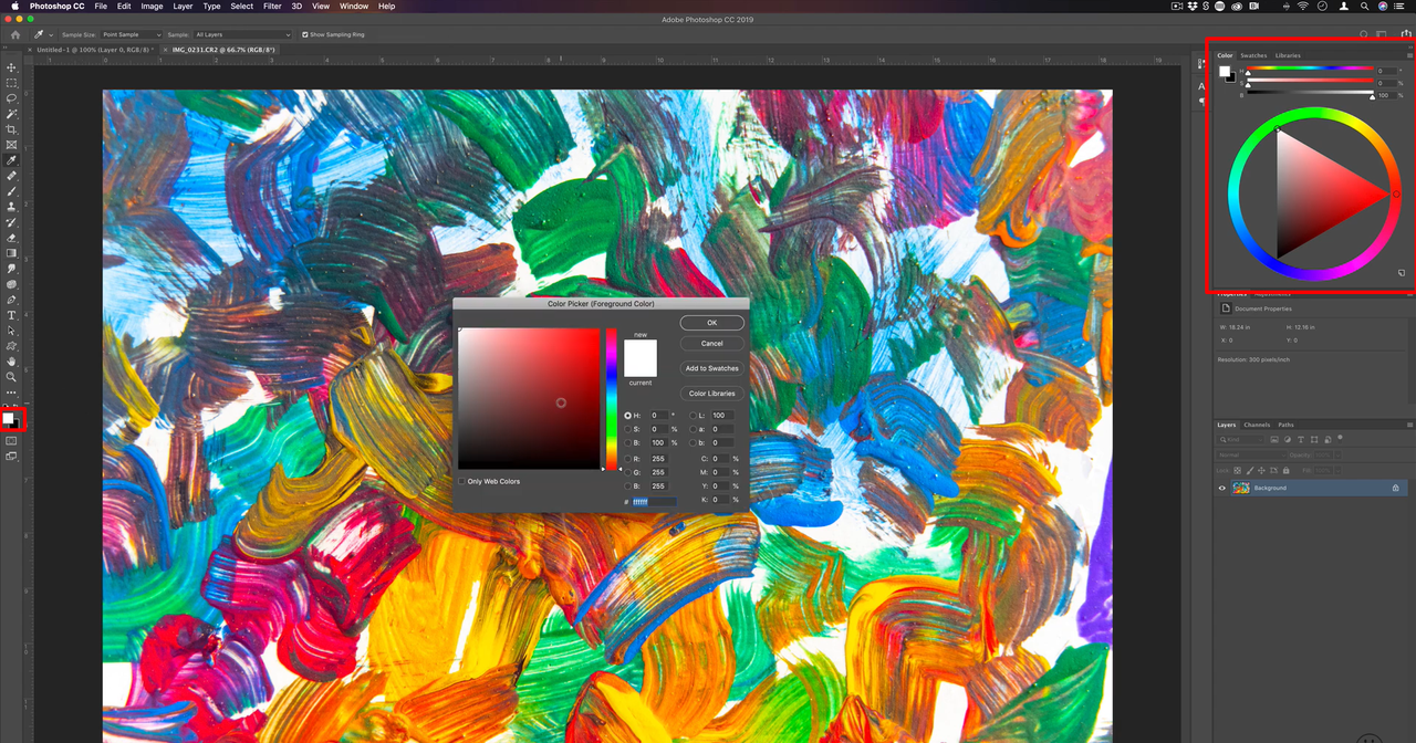 Choosing color with a color picker in Adobe Photoshop