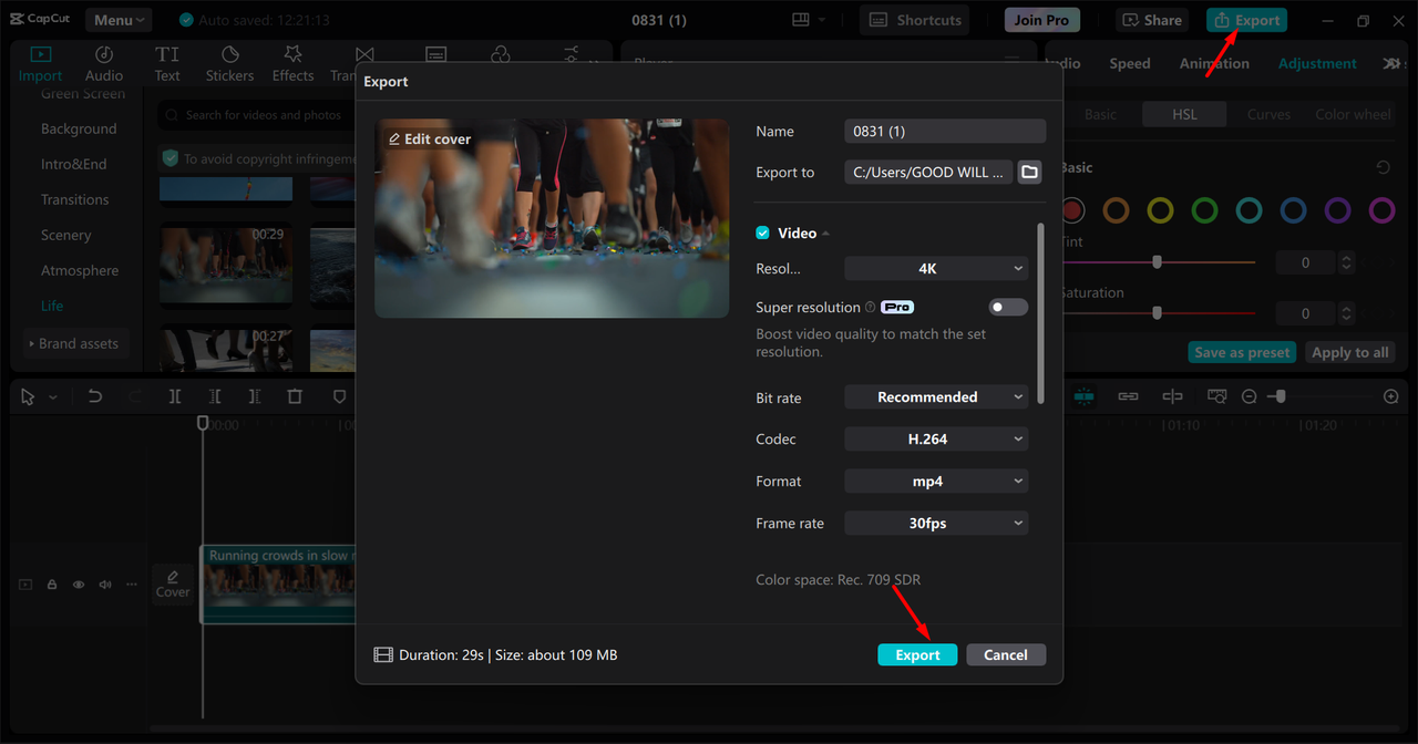  Exporting video from the CapCut desktop video editor 