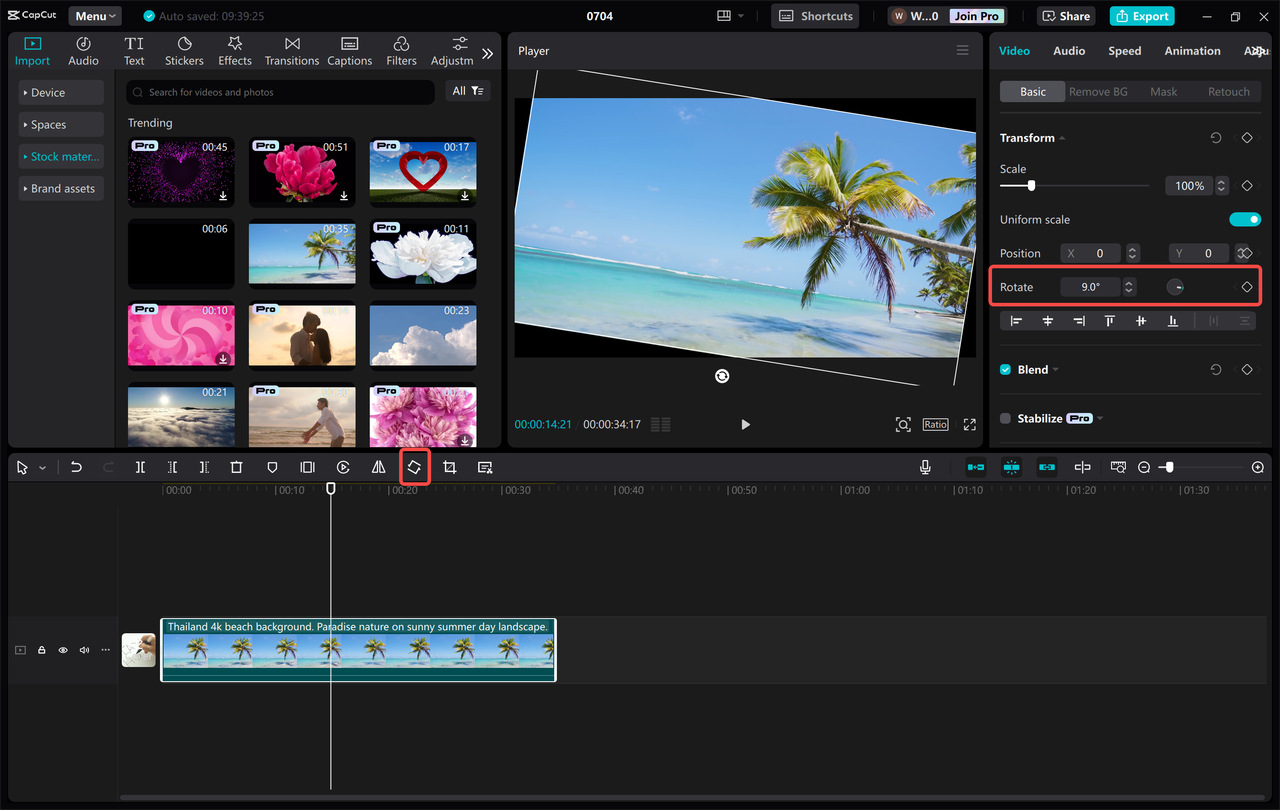 Rotate videos offline with the CapCut desktop video editor