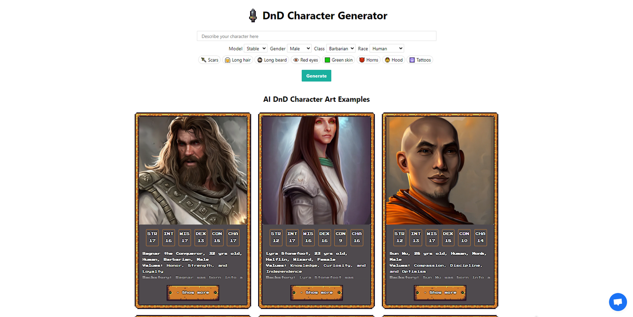 Imageai.app DnD character generator