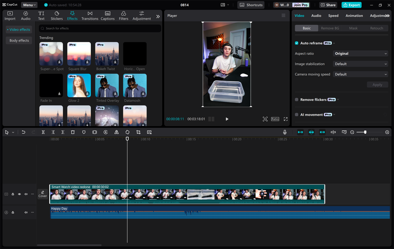 Editing interface of the CapCut desktop video editor - the best vertical video editor