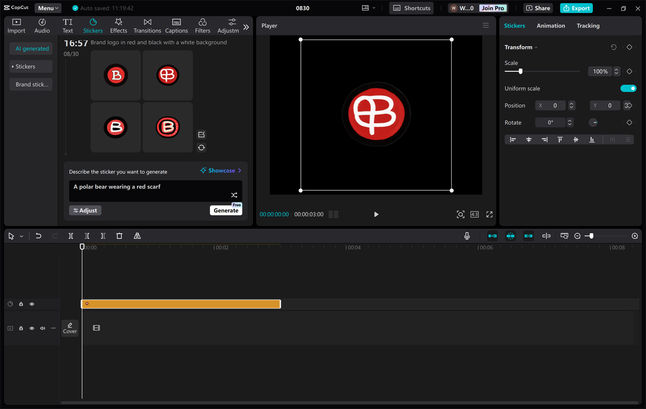 Interface of the CapCut desktop video editor - the excellent tool to create logos for your brand