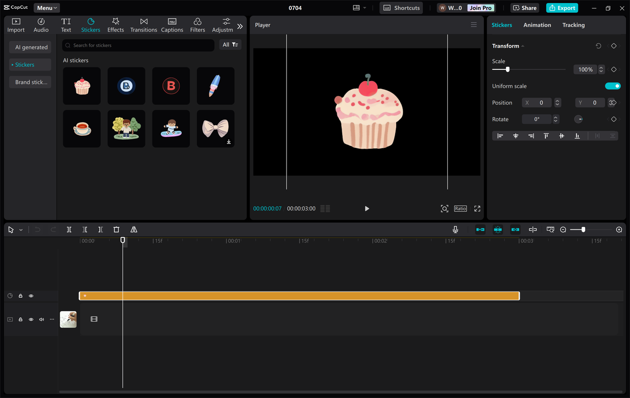 Editing interface of the CapCut desktop video editor - the best logo maker