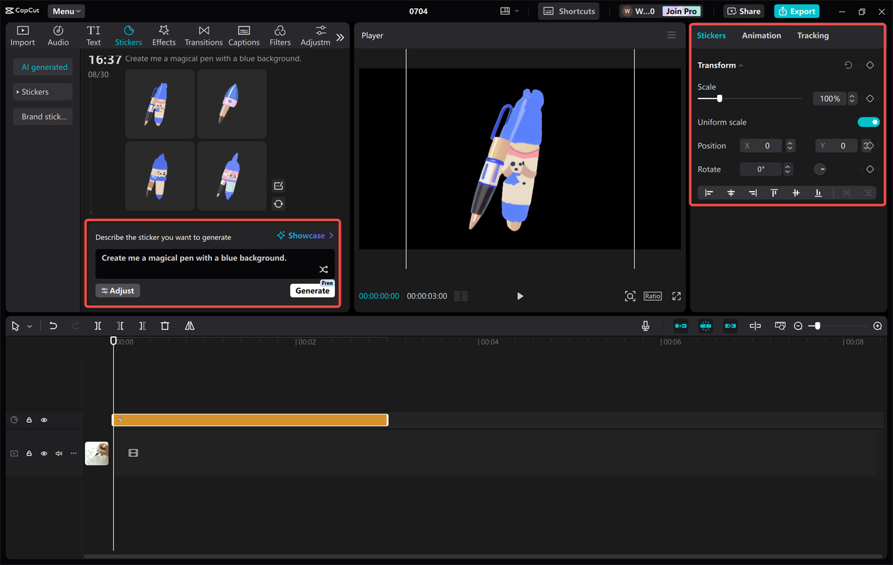 Creating a logo in the CapCut desktop video editor