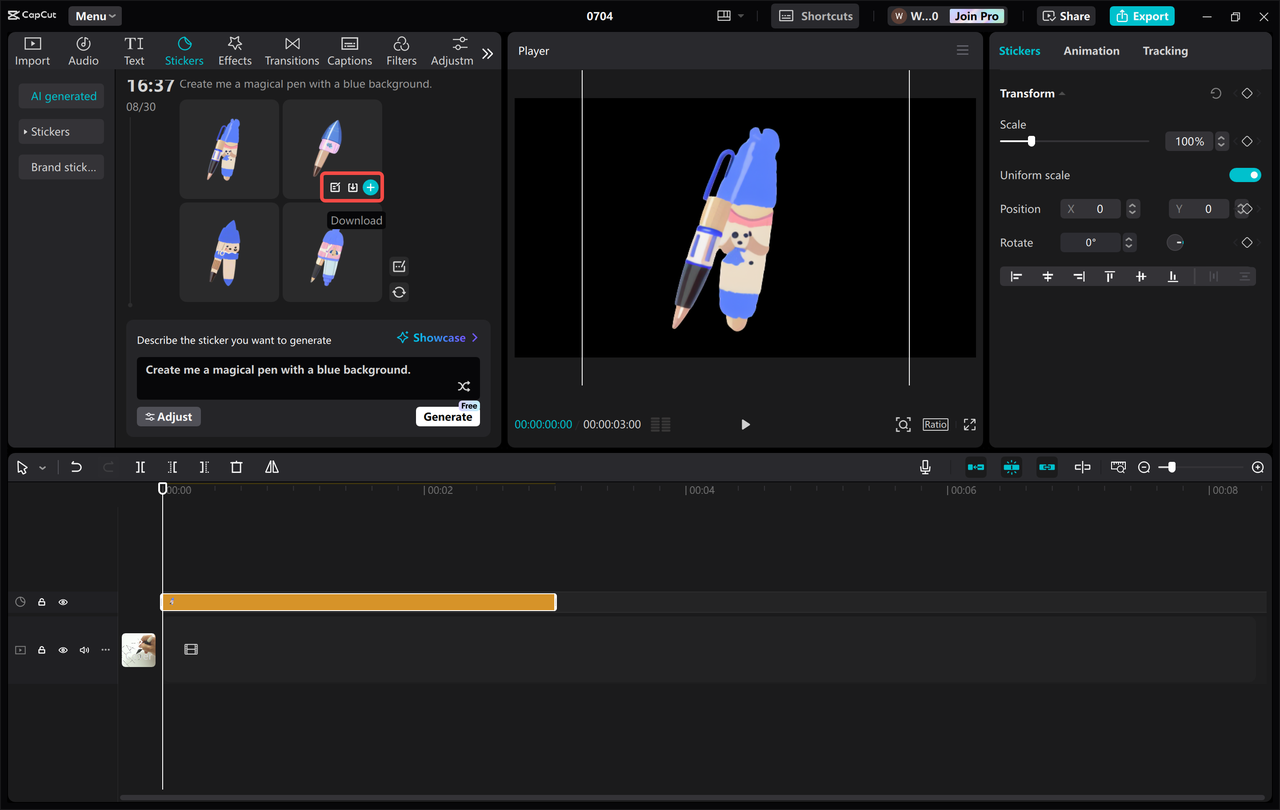 Download your logo from the CapCut desktop video editor