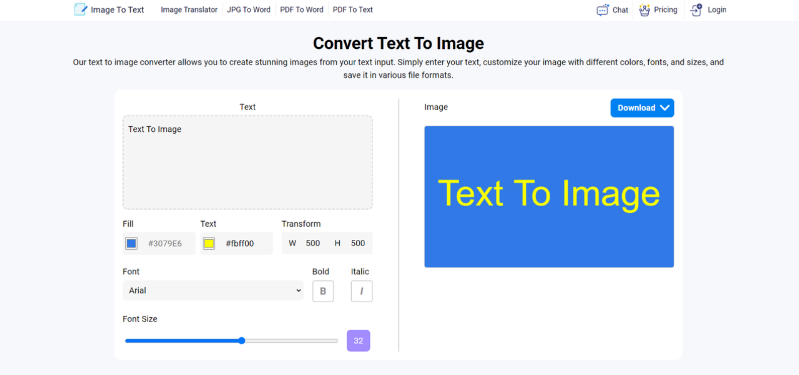 Convert text to image with imagetotext