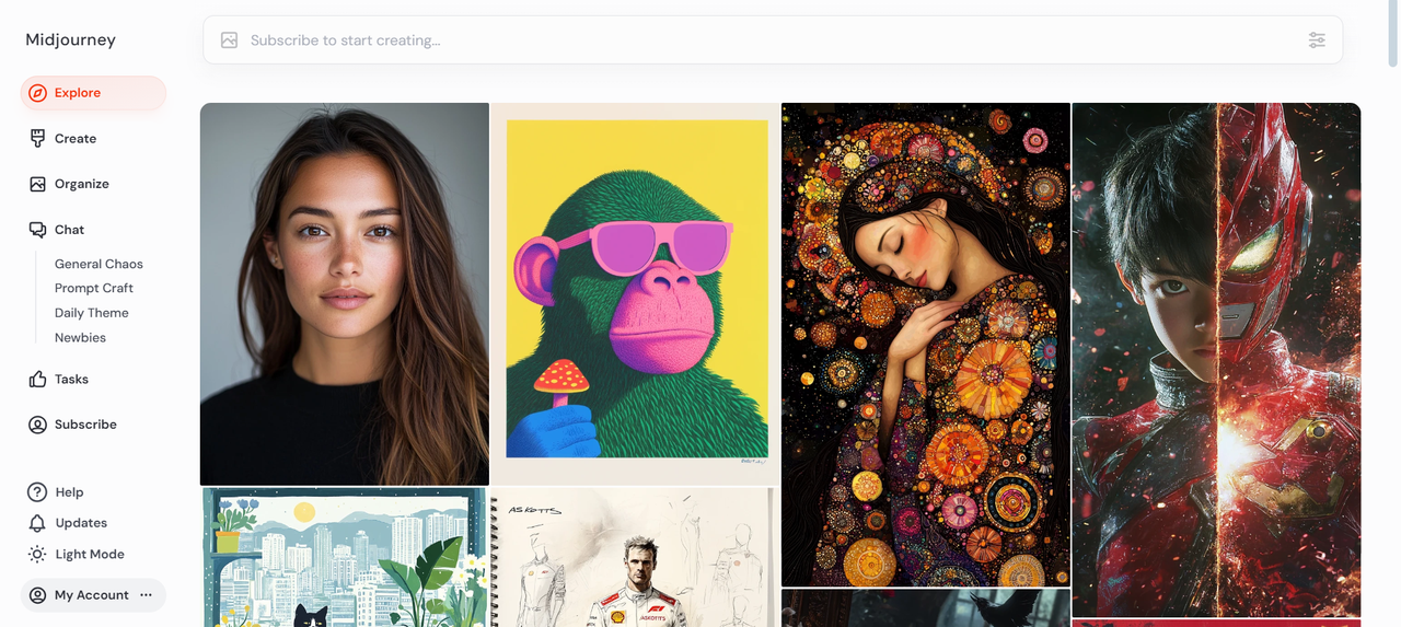 Midjourney's interface