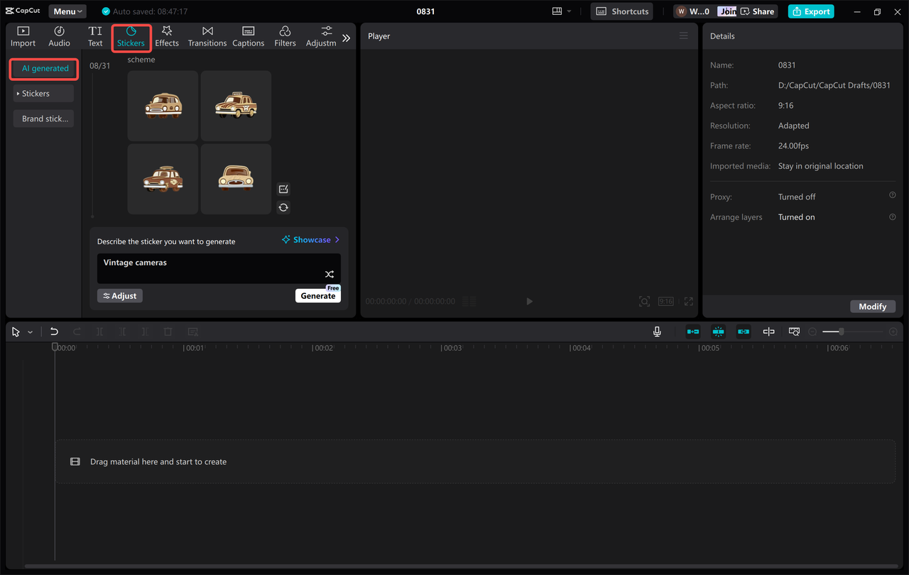 Define your logo concept on the CapCut desktop video editor