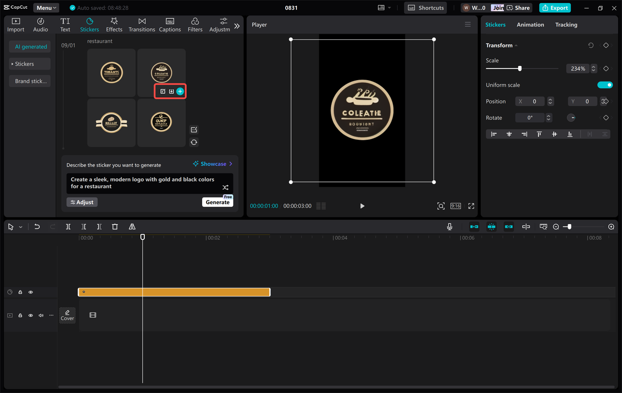 Customize and download your logo on the CapCut desktop video editor