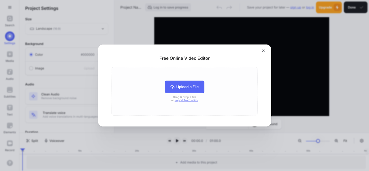 upload video on VEED