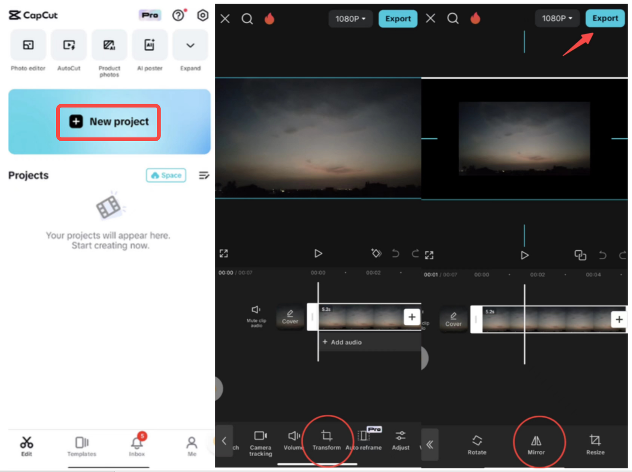 How to flip a video with the CapCut mobile app