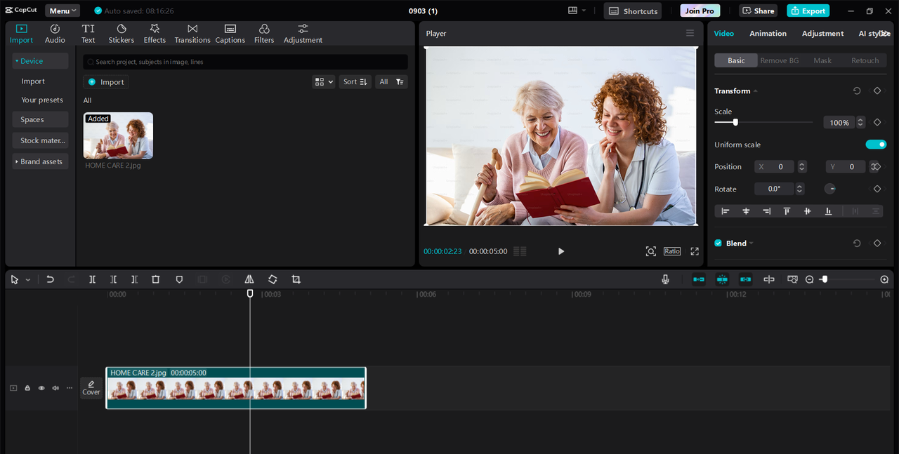 Screenshot of the Interface of the CapCut desktop video editor