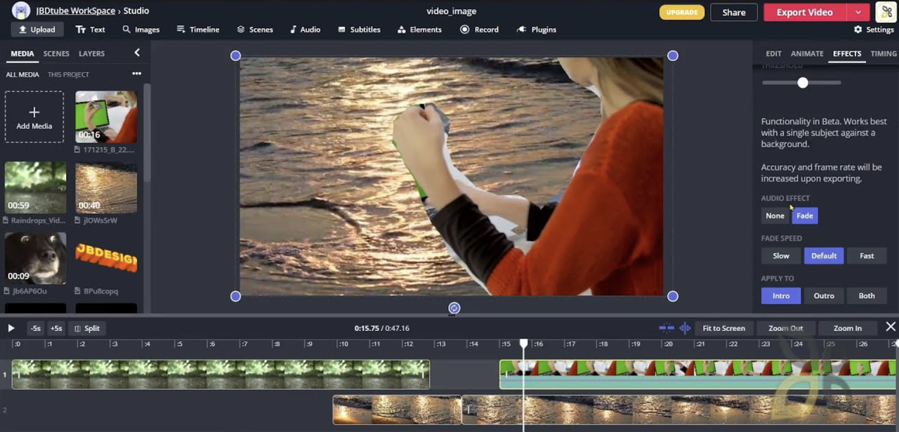 Kapwing's interface to make video montage online free