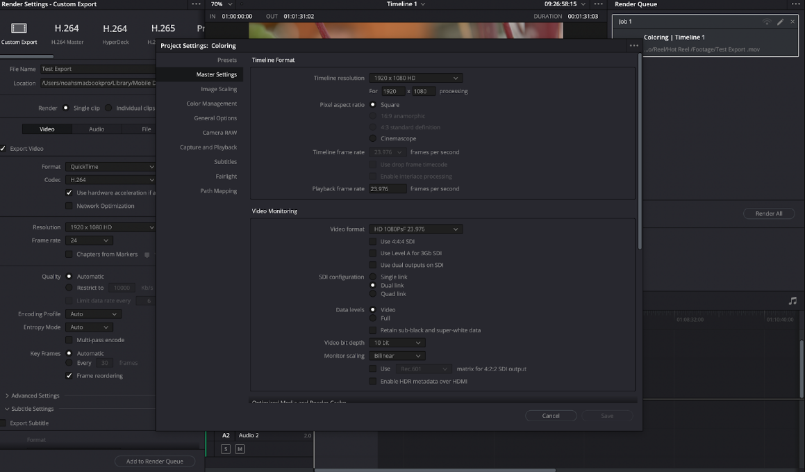 Export video from DaVinci Resolve