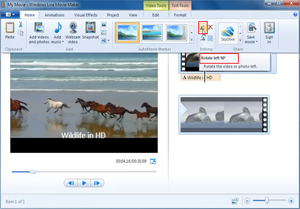 Windows Movie Maker is a good tool for rotating and flipping videos on Windows